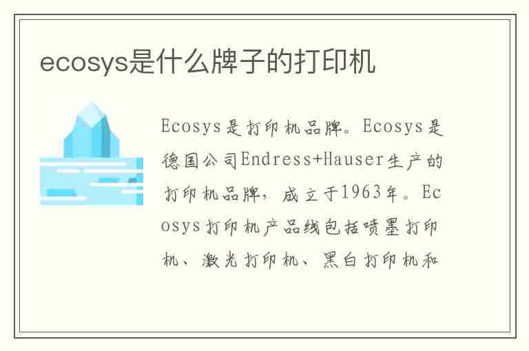 ecosys是什么牌子的打印机